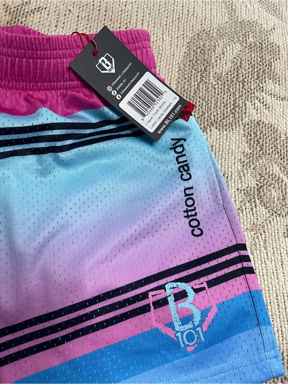 Cotton Candy Gradient Kids Shorts - Pink/Blue Youth Small YS BBL101 NWT - Picture 2 of 6